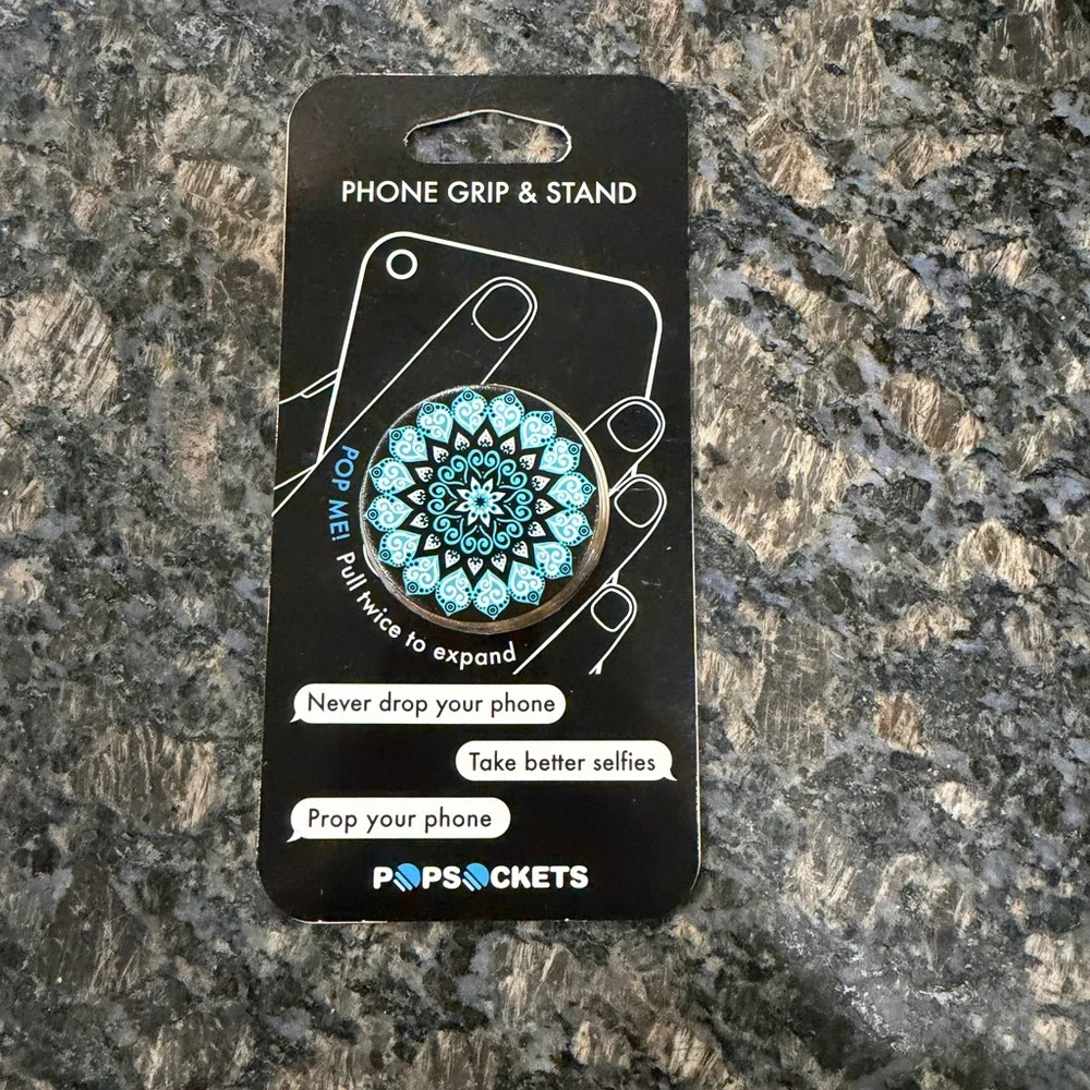 Pop Phone Grip & Stand - Blue Mandala Design